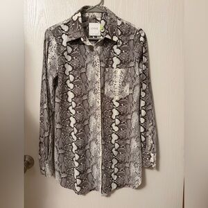 LYSSE Snake Print Button-Up Blouse Size XS